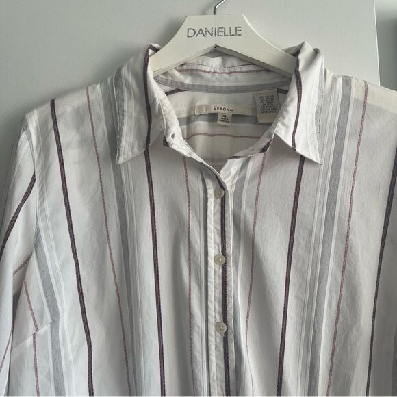MERONA White Striped Button Down Shirt - Picture 3 of 6